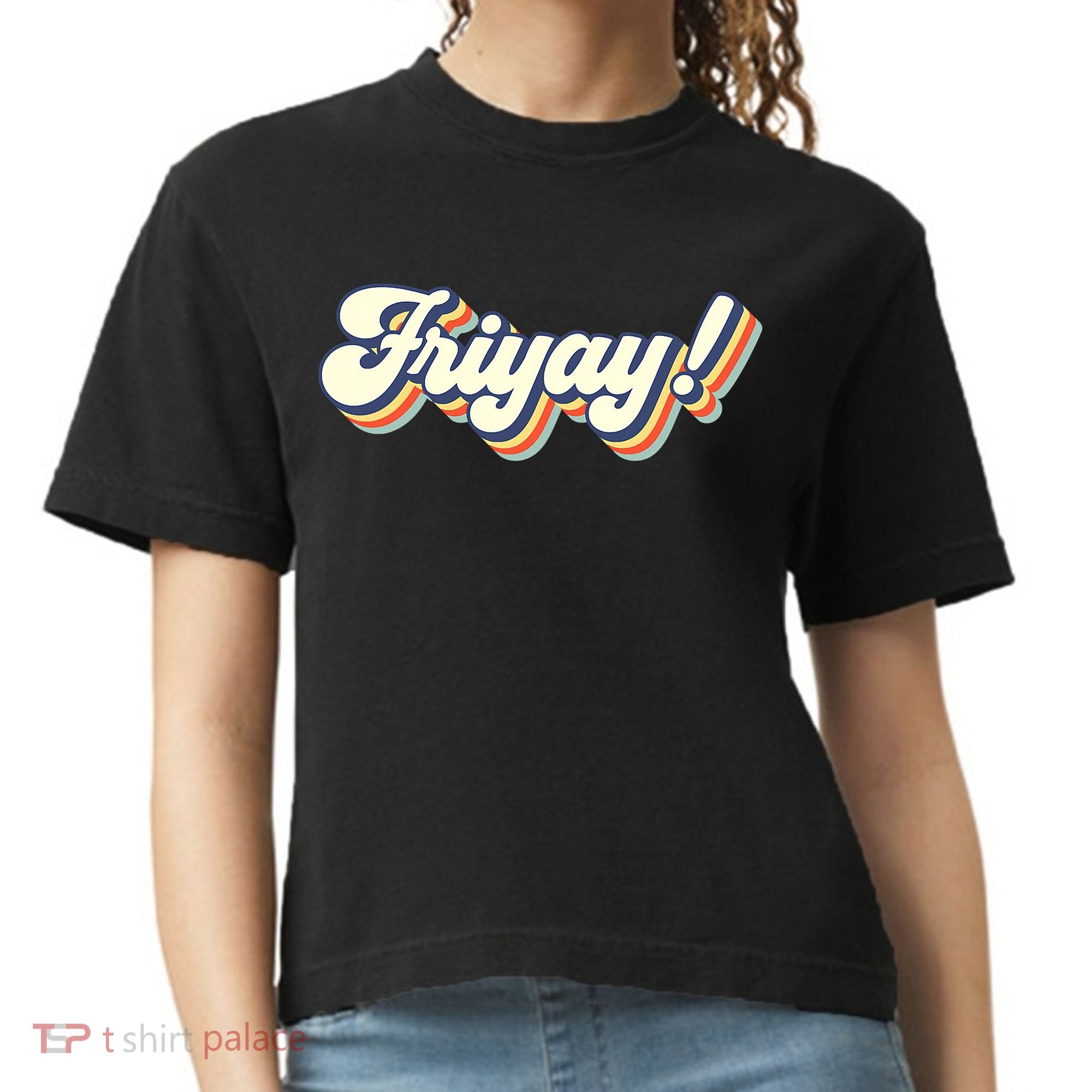 Retro Friyay Teacher Friday Funny Weekend Frinally Mom Life Comfort Colors Boxy T-Shirt