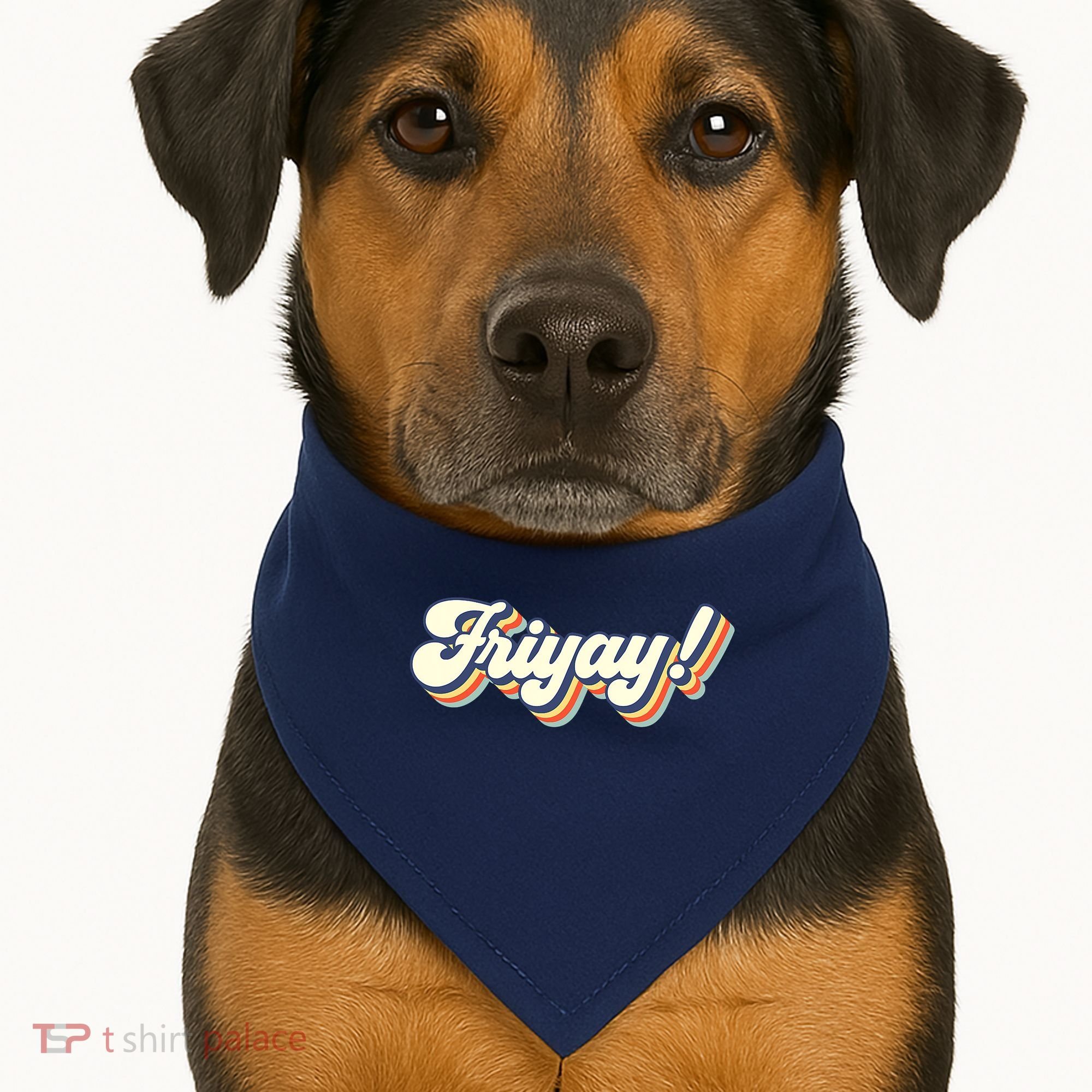 Retro Friyay Teacher Friday Funny Weekend Frinally Mom Life USA-Made Doggie Bandana