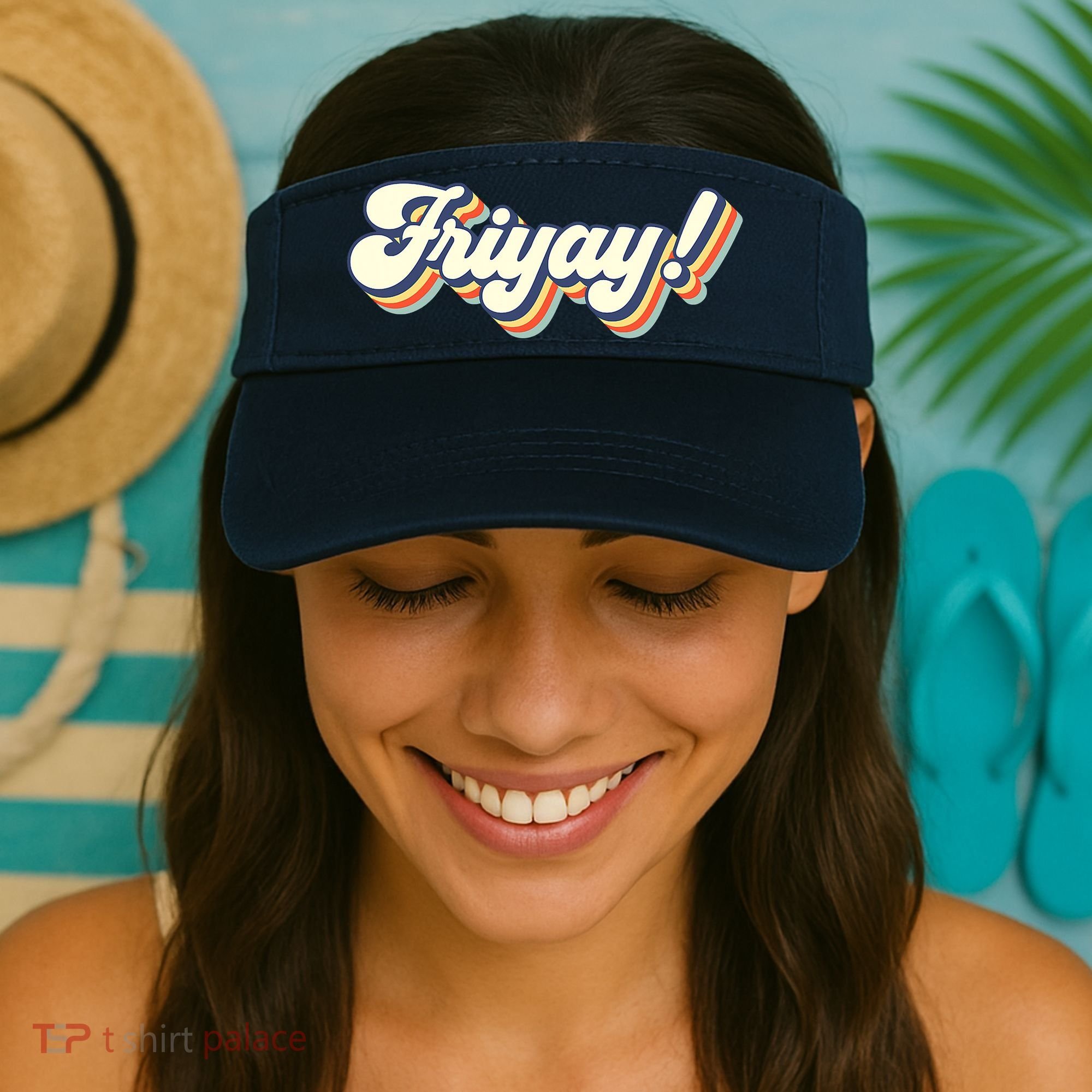 Retro Friyay Teacher Friday Funny Weekend Frinally Mom Life Visor