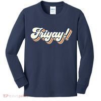 Retro Friyay Teacher Friday Funny Weekend Frinally Mom Life Kids Long Sleeve Shirt thumb 0
