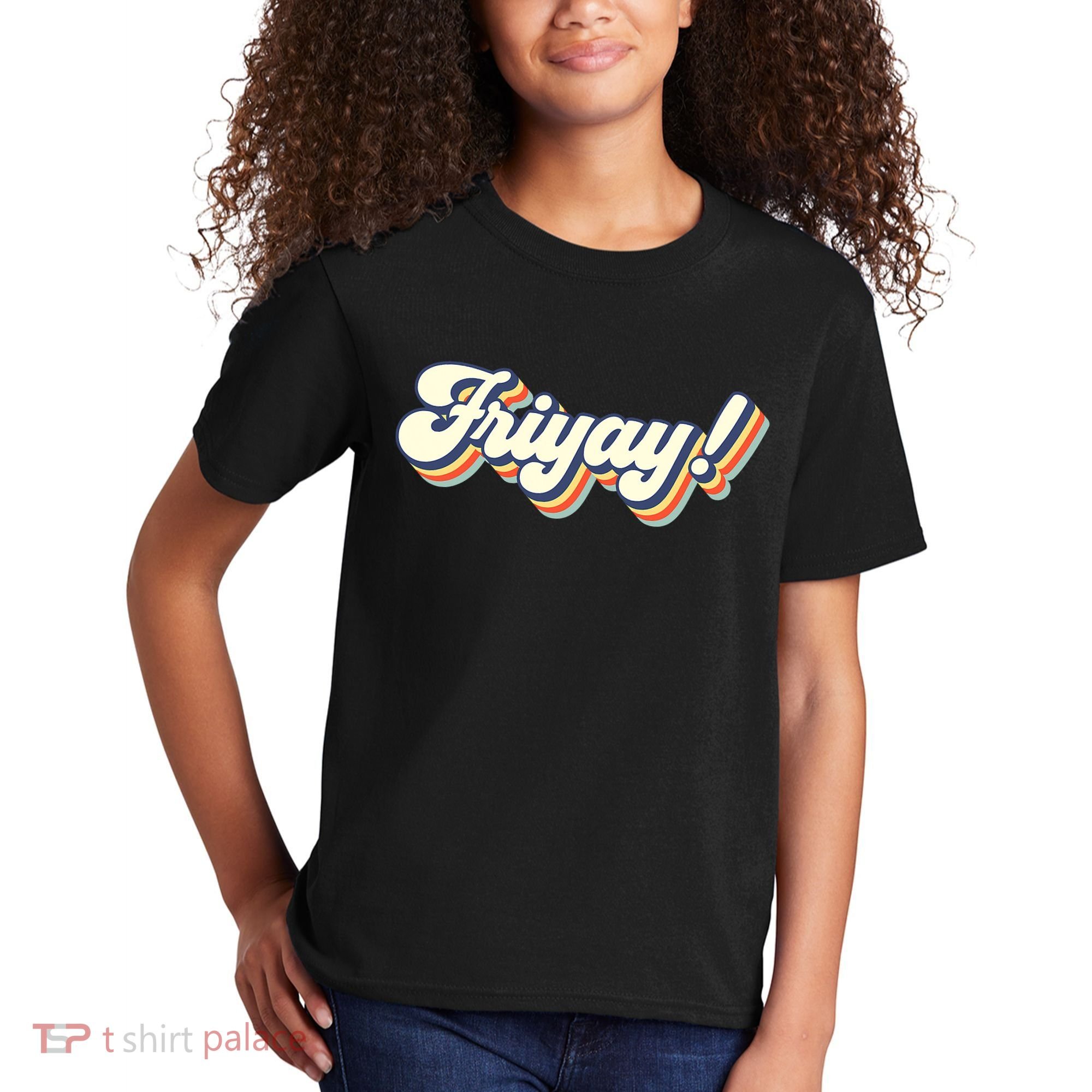Retro Friyay Teacher Friday Funny Weekend Frinally Mom Life Kids T-Shirt