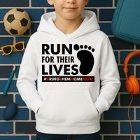 Run For Their Lives #Bring Them Home Now Kids Hoodie thumb 2