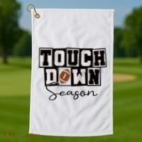 Retro Football Touchdown Season Golf Towel thumb 1