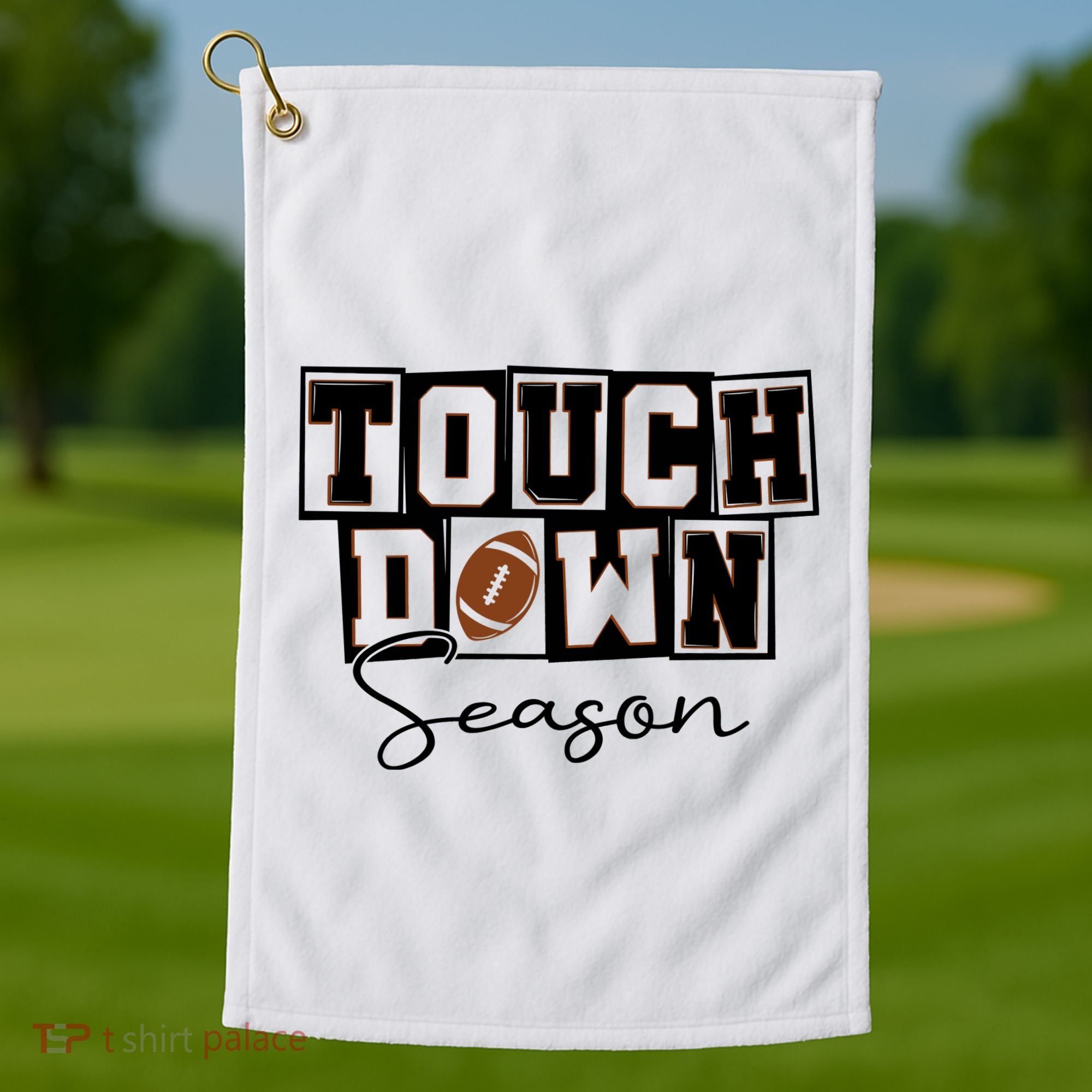 Retro Football Touchdown Season Golf Towel