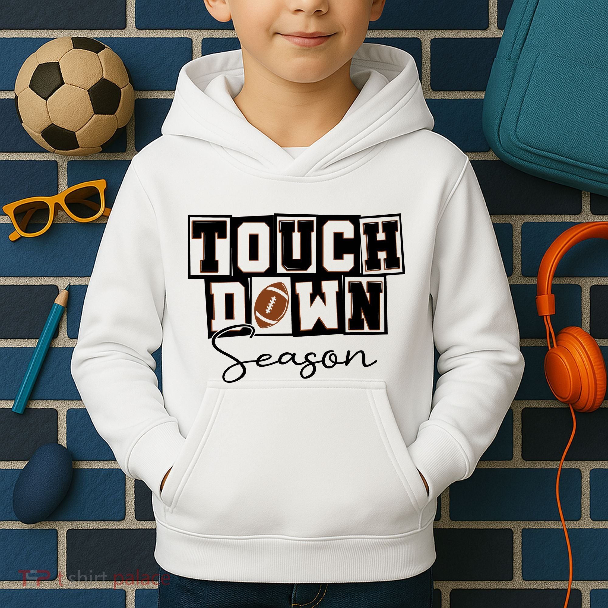 Retro Football Touchdown Season Kids Hoodie