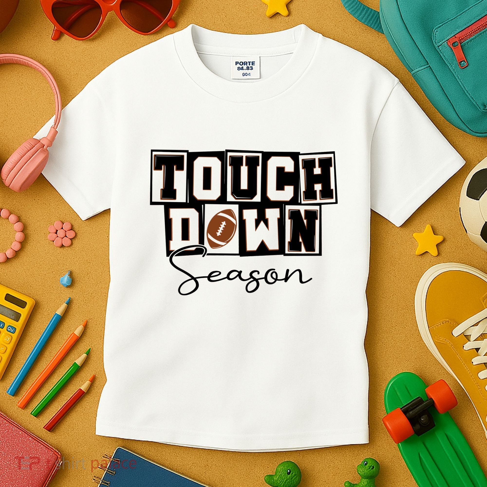 Retro Football Touchdown Season Kids T-Shirt