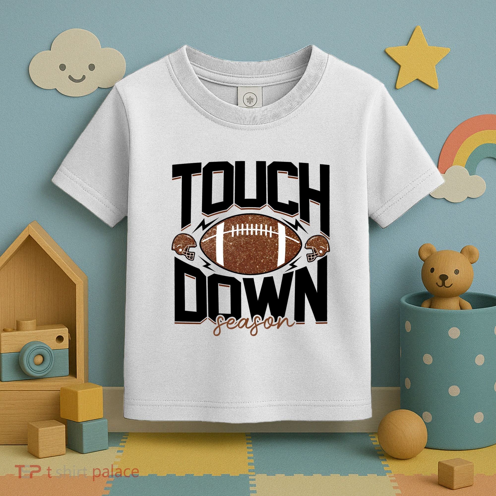 Retro Football Touch Down Season Toddler T-Shirt