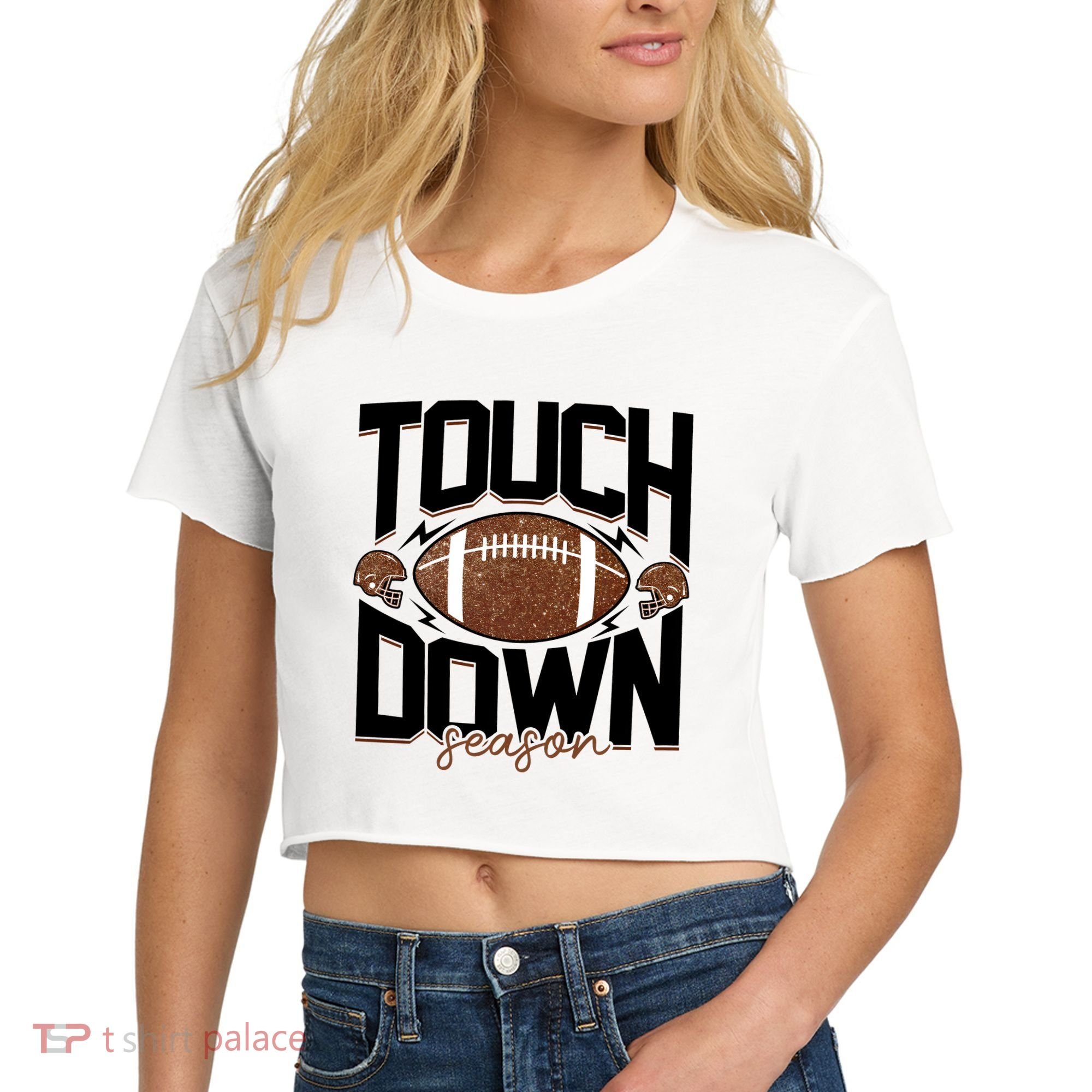 Retro Football Touch Down Season Women's Crop Top Tee