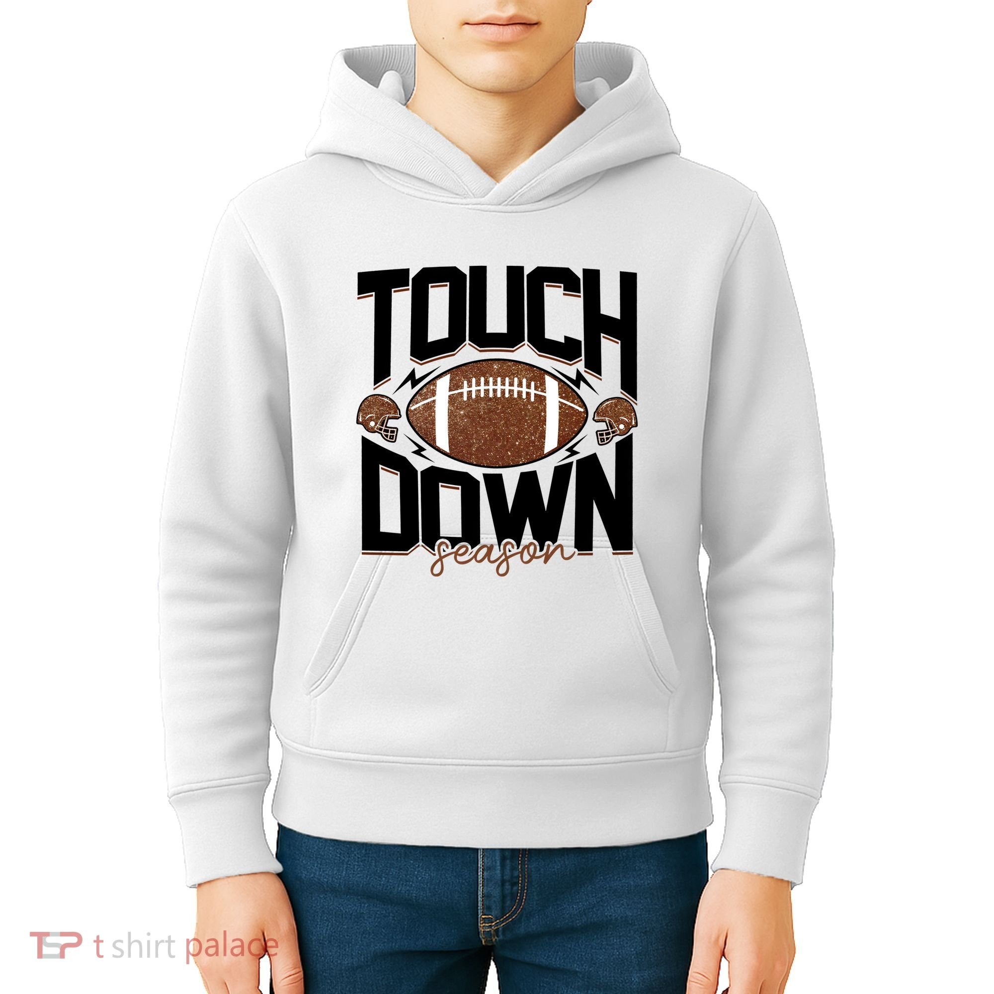 Retro Football Touch Down Season Kids Hoodie