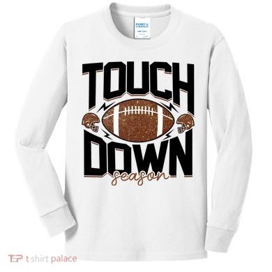 Retro Football Touch Down Season Kids Long Sleeve Shirt