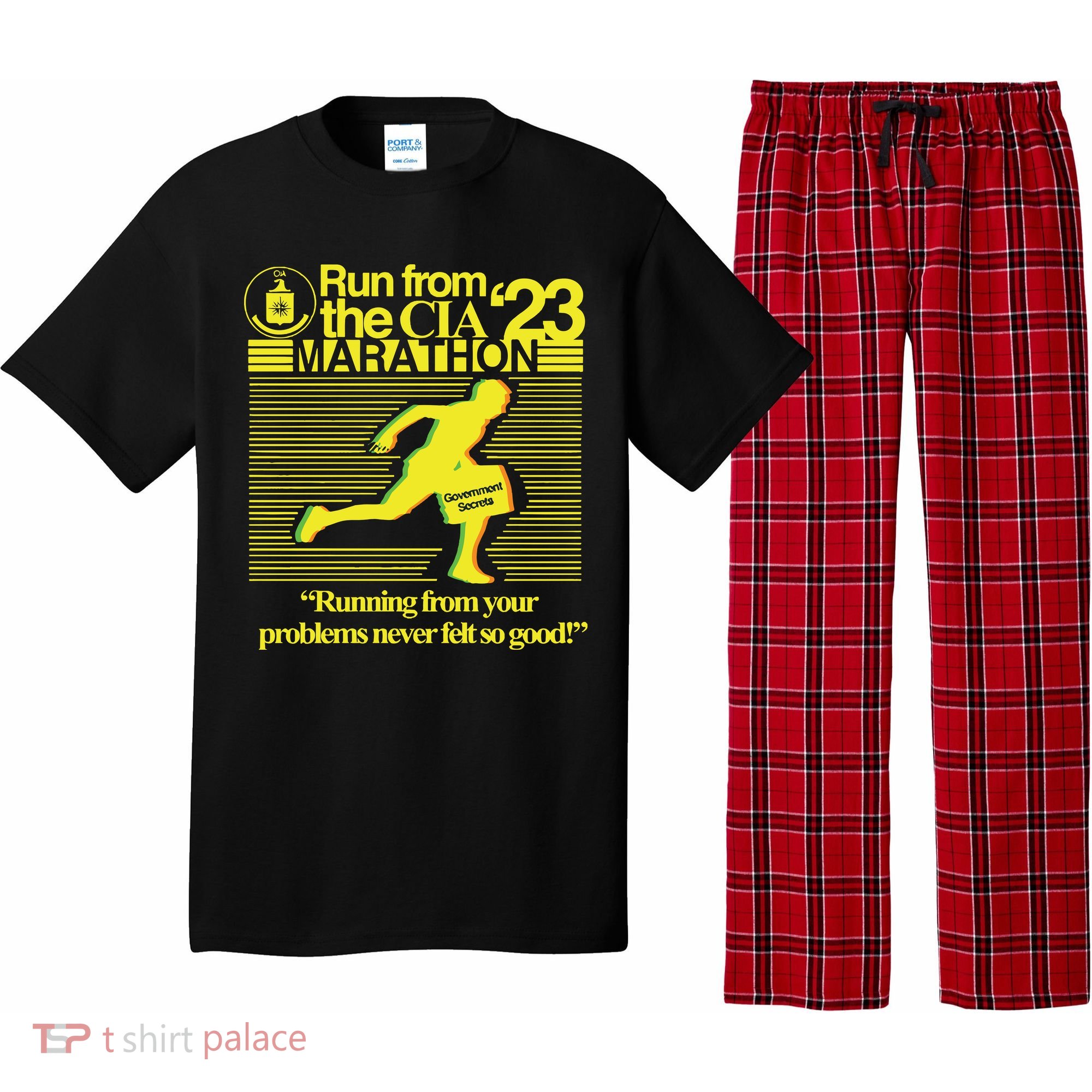Run From The Cia 23 Marathon Running From Your Problems Never Felt So Good Pajama Set