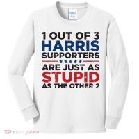 Retro Funny Trump 1 Out Of 3 Kamala Harris Supporters Kids Long Sleeve Shirt thumb 0
