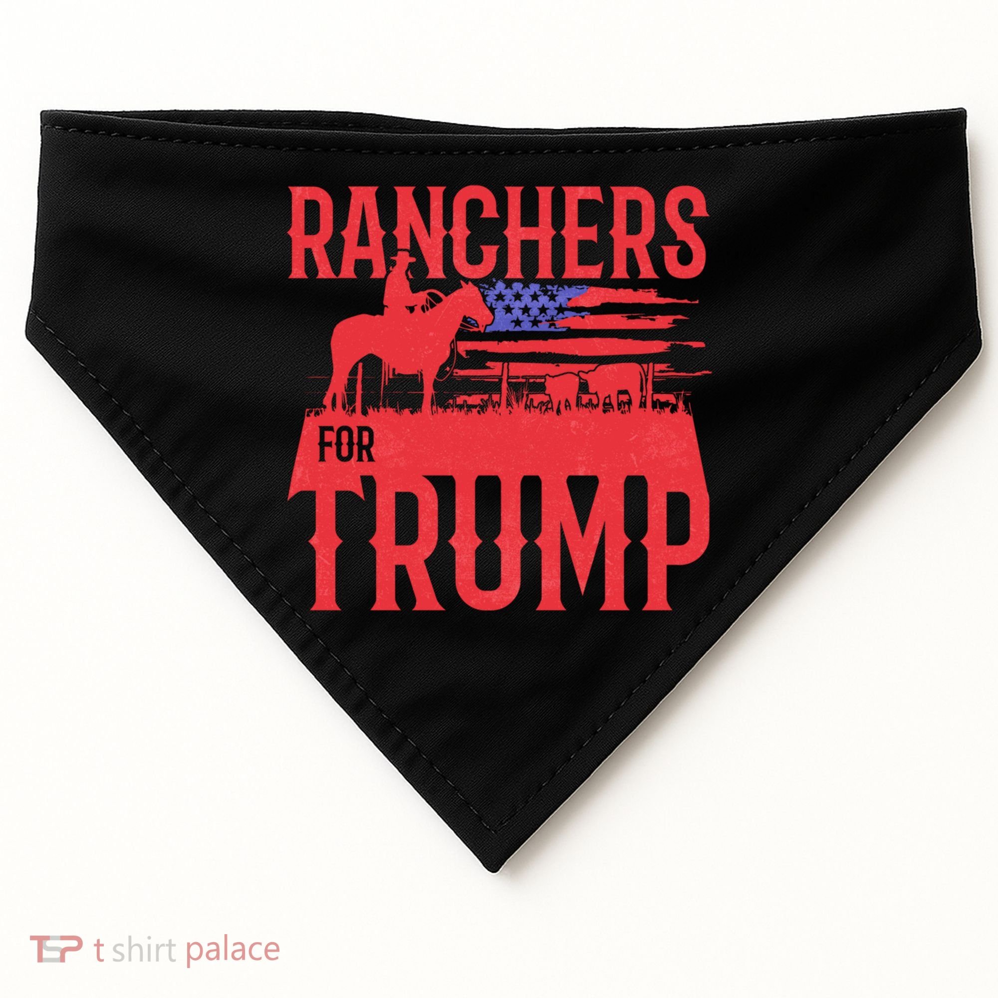 Ranchers For Trump Conservative Republican Support President Gift USA-Made Doggie Bandana