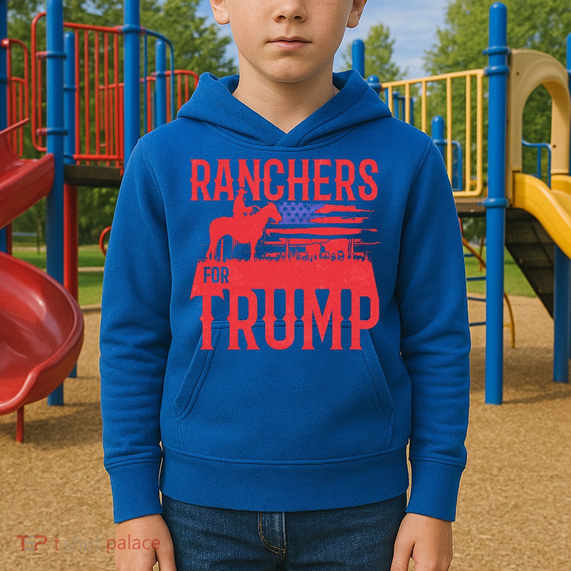 Ranchers For Trump Conservative Republican Support President Gift Kids Hoodie