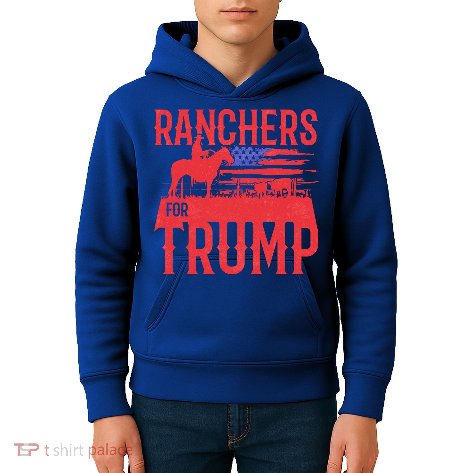 Ranchers For Trump Conservative Republican Support President Gift Kids Hoodie