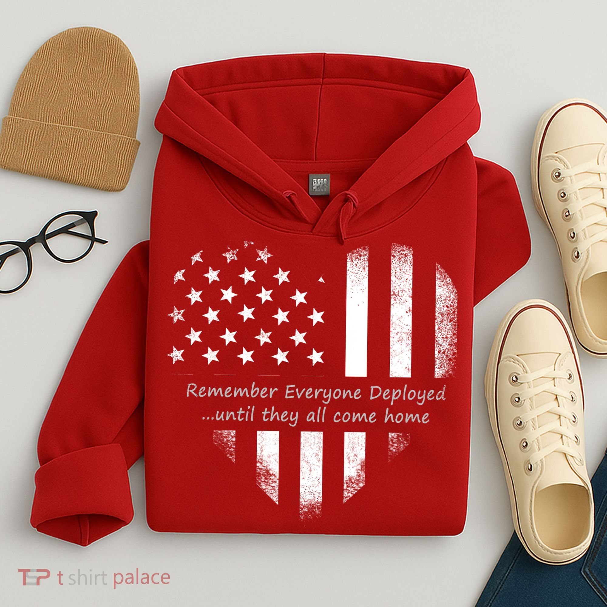 Red Friday Until They Come Home US Flag Heart Hoodie