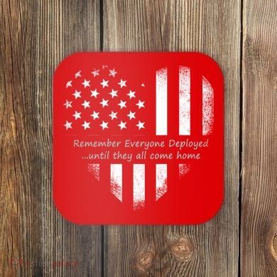 Red Friday Until They Come Home US Flag Heart Coaster