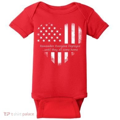 Red Friday Until They Come Home US Flag Heart Baby Bodysuit