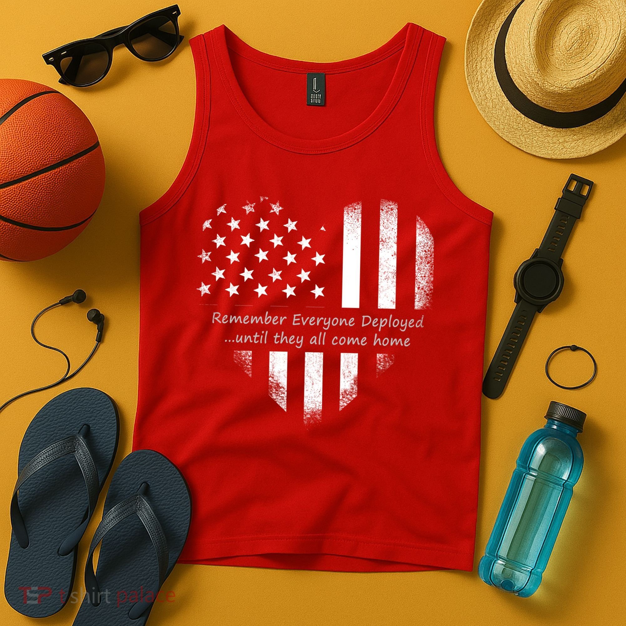 Red Friday Until They Come Home US Flag Heart Tank Top