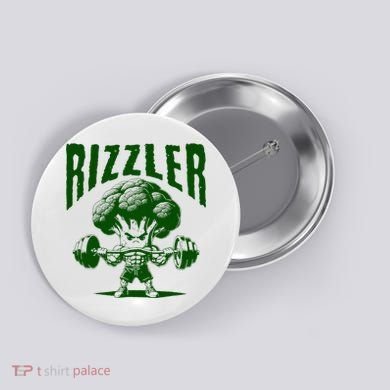 Rizzler Funny Vintage Buff Broccoli Viral Influencer Slang Button