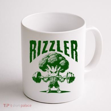 Rizzler Funny Vintage Buff Broccoli Viral Influencer Slang Coffee Mug back