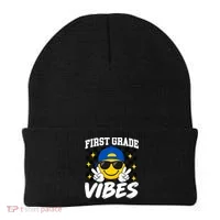Retro First Vibes Back To School 1st Grade Beanie thumb 0