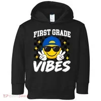 Retro First Vibes Back To School 1st Grade Toddler Hoodie thumb 0