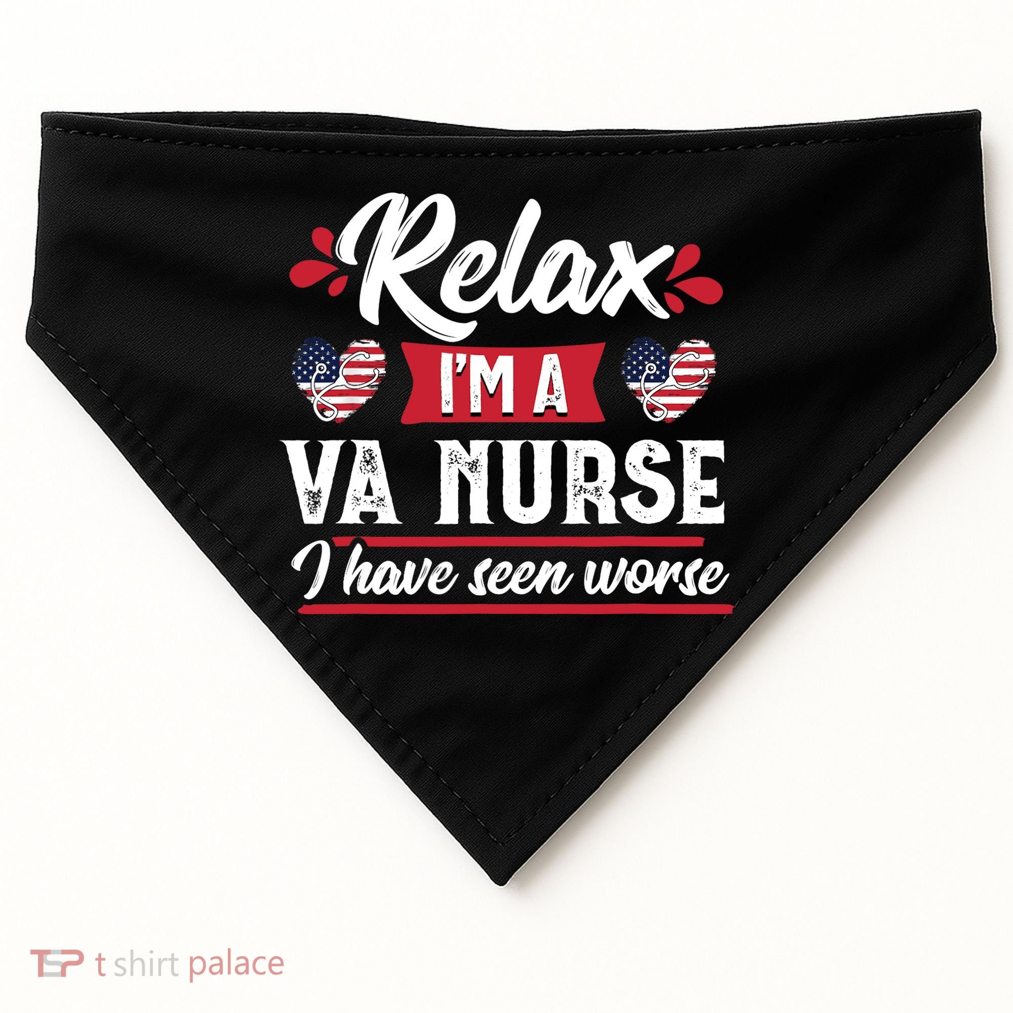 Relax Funny VA Nurse Veteran Nursing Gift USA-Made Doggie Bandana