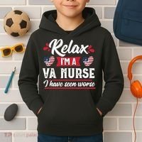 Relax Funny VA Nurse Veteran Nursing Gift Kids Hoodie thumb 2