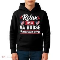 Relax Funny VA Nurse Veteran Nursing Gift Kids Hoodie thumb 4