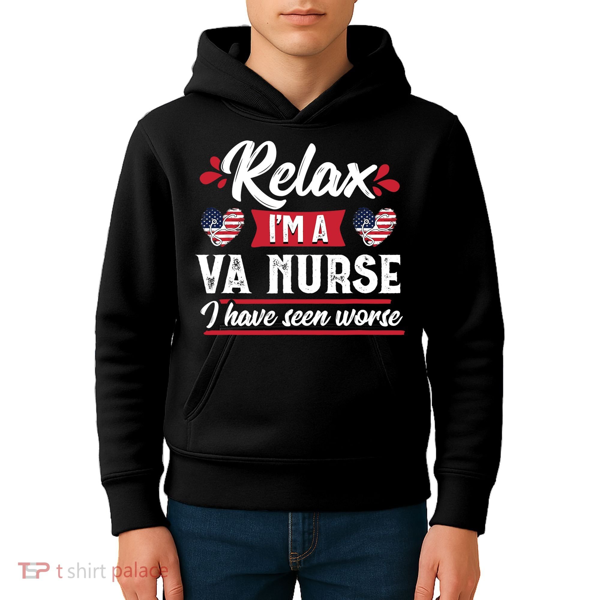Relax Funny VA Nurse Veteran Nursing Gift Kids Hoodie