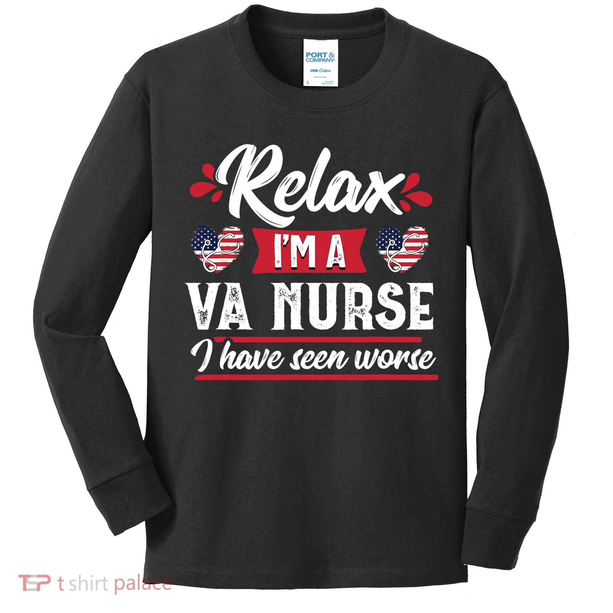 Relax Funny VA Nurse Veteran Nursing Gift Kids Long Sleeve Shirt