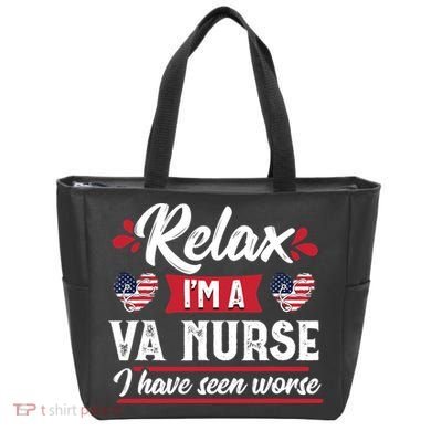 Relax Funny VA Nurse Veteran Nursing Gift Tote Bag