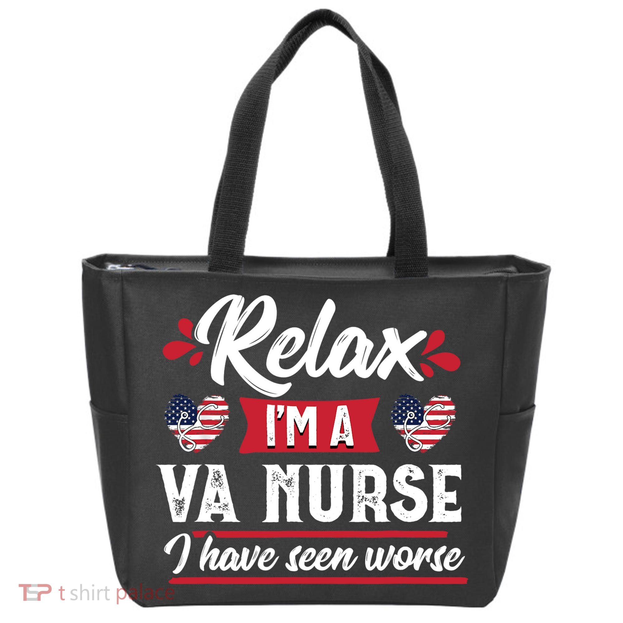 Relax Funny VA Nurse Veteran Nursing Gift Tote Bag
