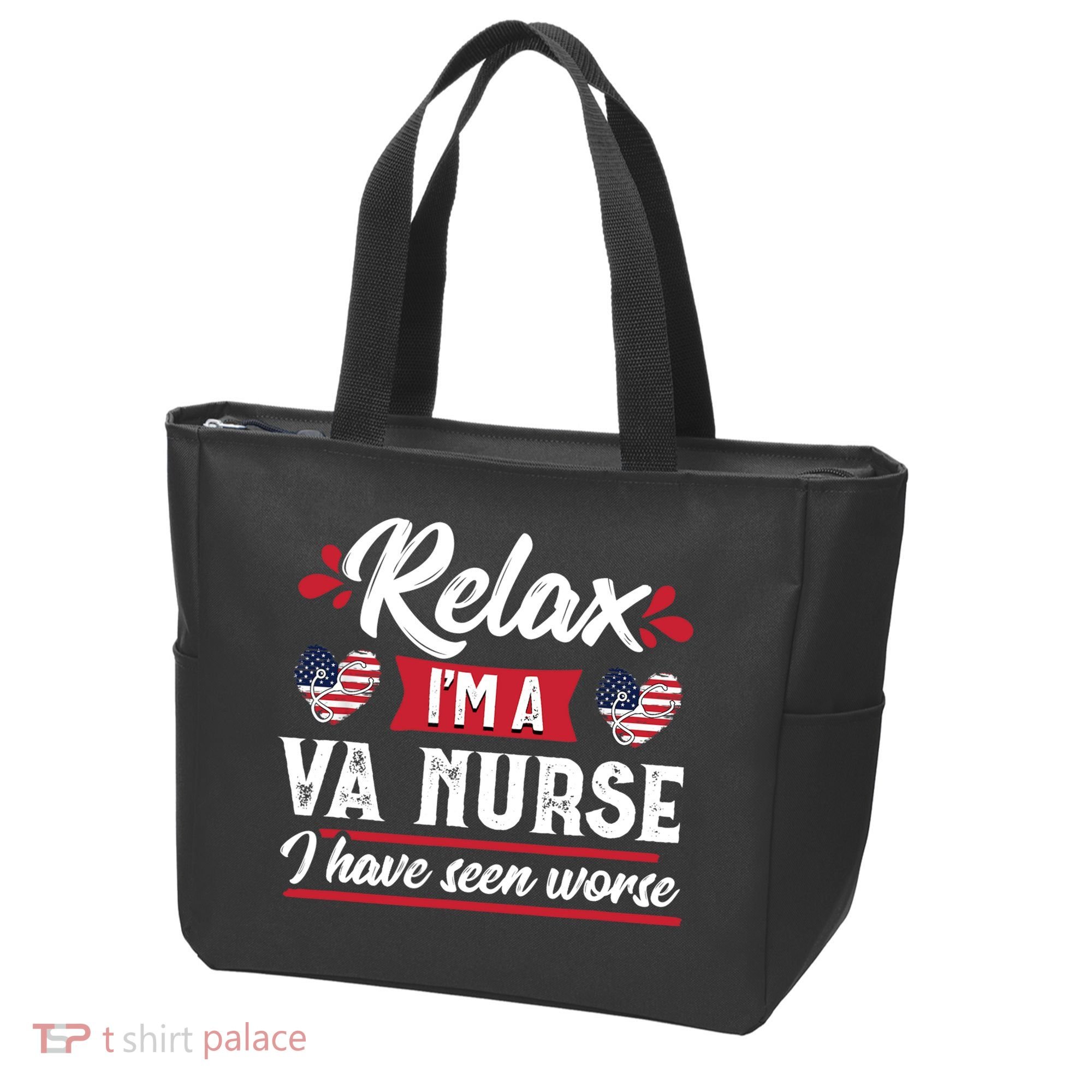 Relax Funny VA Nurse Veteran Nursing Gift Tote Bag