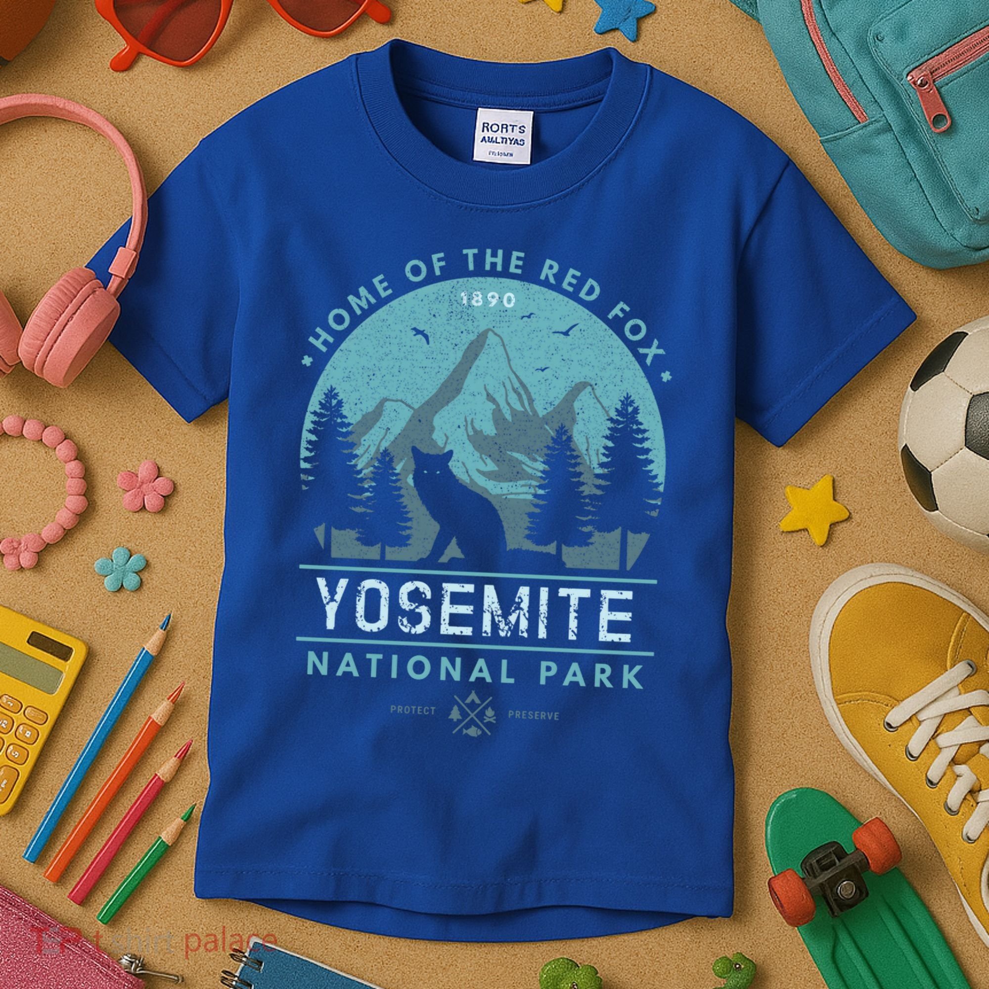 Red Fox Wilderness Gift Yosemite National Park California Kids T-Shirt