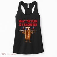 Retro Funny Wtf Is A Kilometer American Hotdog 4th Of July Women's Tank Top thumb 0