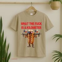 Retro Funny Wtf Is A Kilometer American Hotdog 4th Of July T-Shirt thumb 2