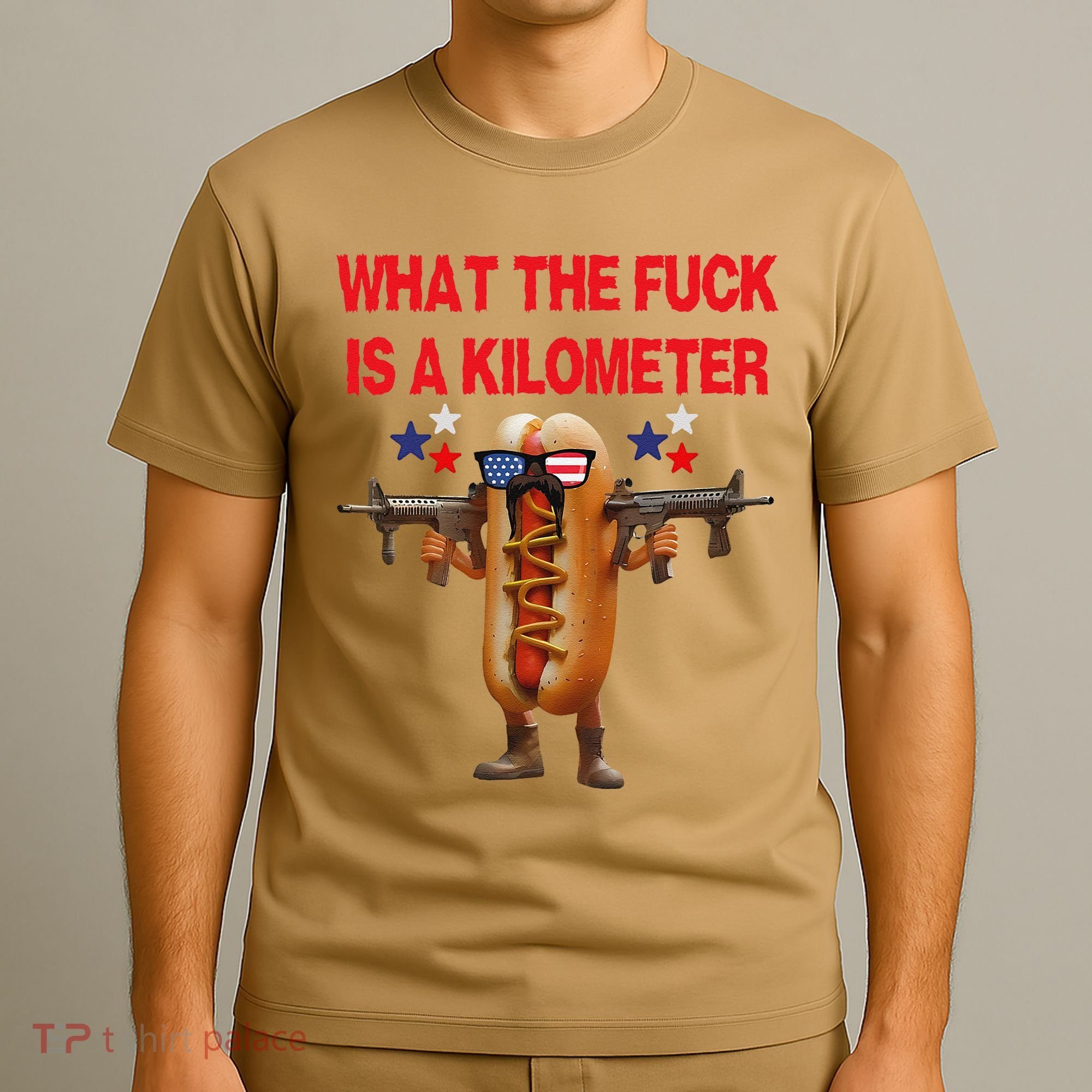Retro Funny Wtf Is A Kilometer American Hotdog 4th Of July T-Shirt