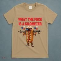 Retro Funny Wtf Is A Kilometer American Hotdog 4th Of July T-Shirt thumb 5