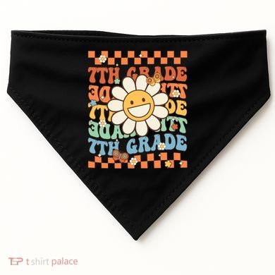Retro Groovy 7Th Grade Back To School Happy First Day School Cool Gift USA-Made Doggie Bandana