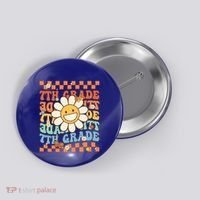 Retro Groovy 7Th Grade Back To School Happy First Day School Cool Gift Button thumb 0