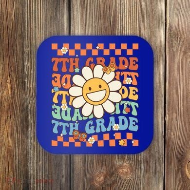 Retro Groovy 7Th Grade Back To School Happy First Day School Cool Gift Coaster