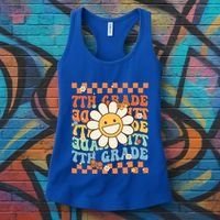 Retro Groovy 7Th Grade Back To School Happy First Day School Cool Gift Women's Tank Top thumb 3
