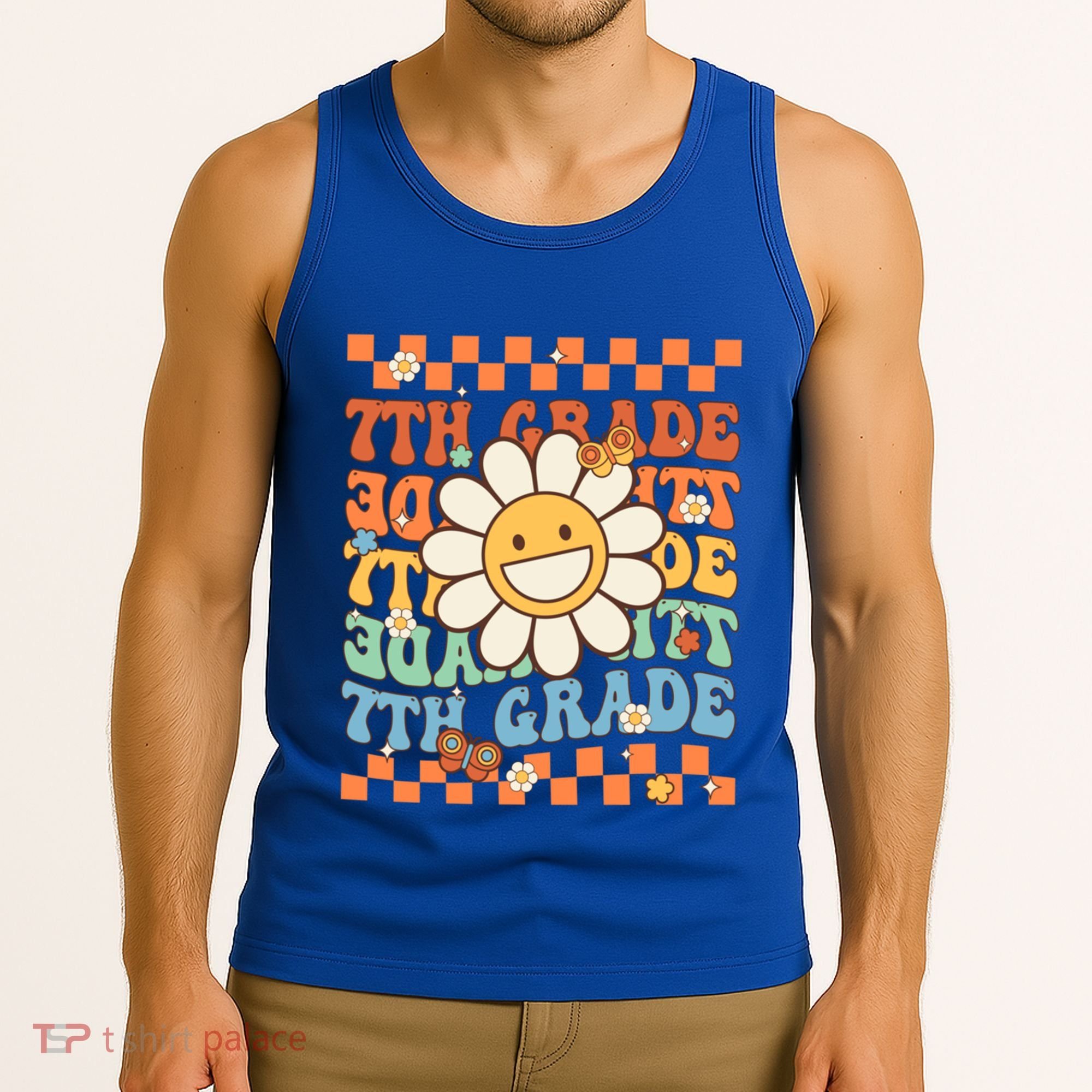 Retro Groovy 7Th Grade Back To School Happy First Day School Cool Gift Tank Top