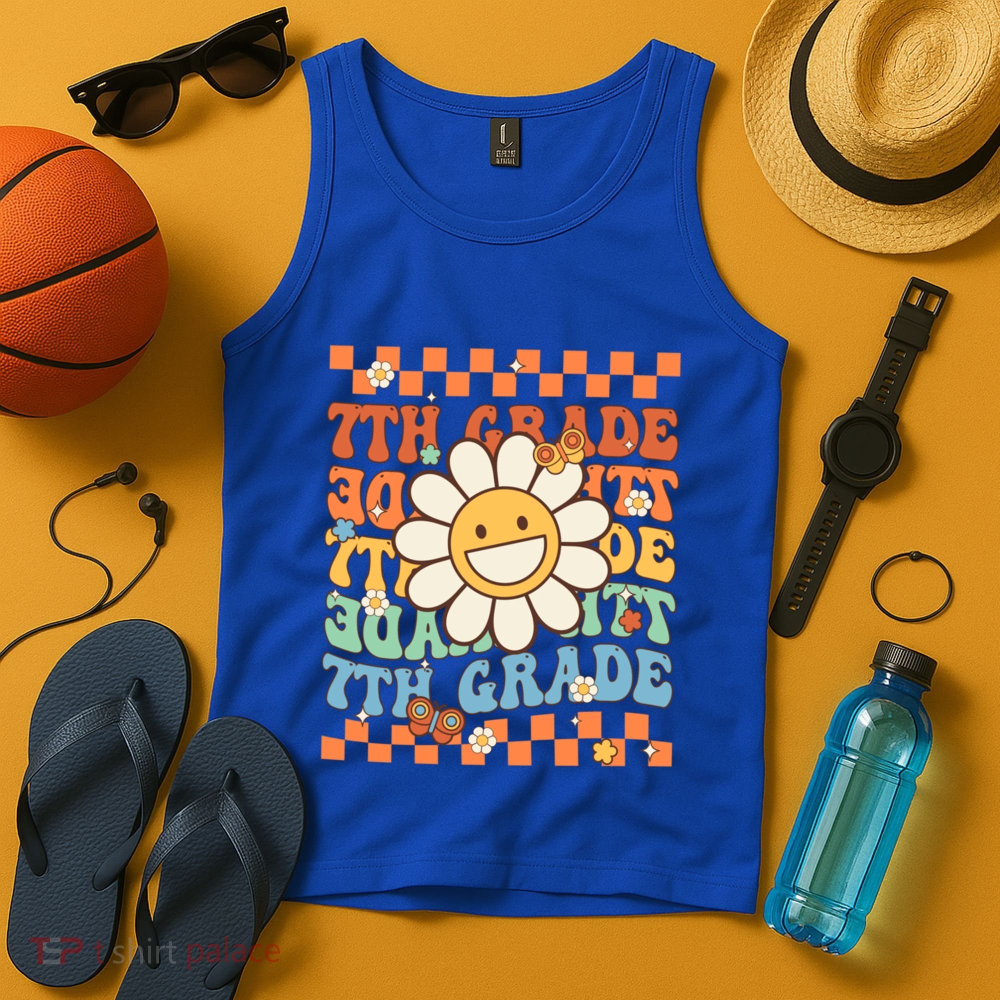 Retro Groovy 7Th Grade Back To School Happy First Day School Cool Gift Tank Top