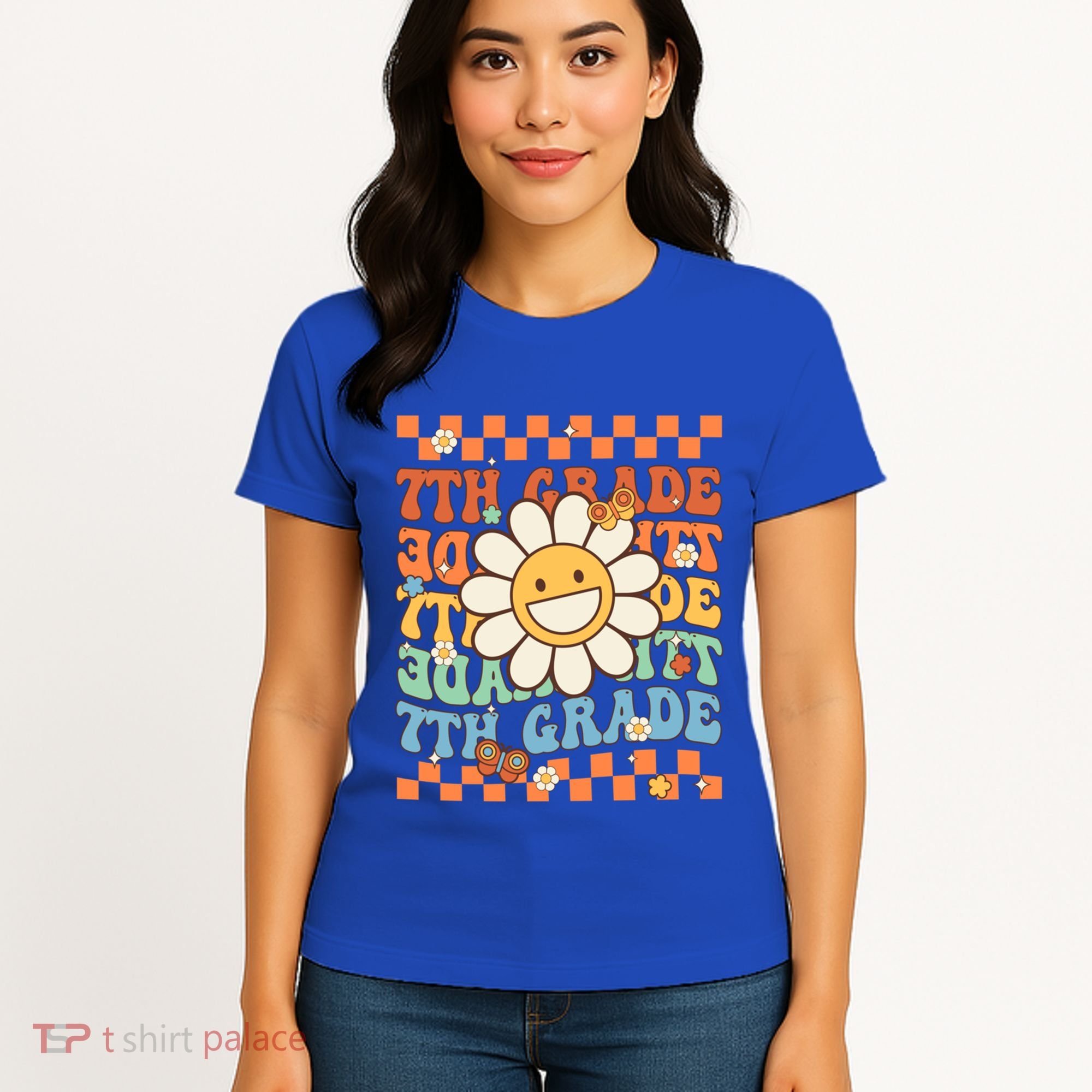 Retro Groovy 7Th Grade Back To School Happy First Day School Cool Gift Women's T-Shirt