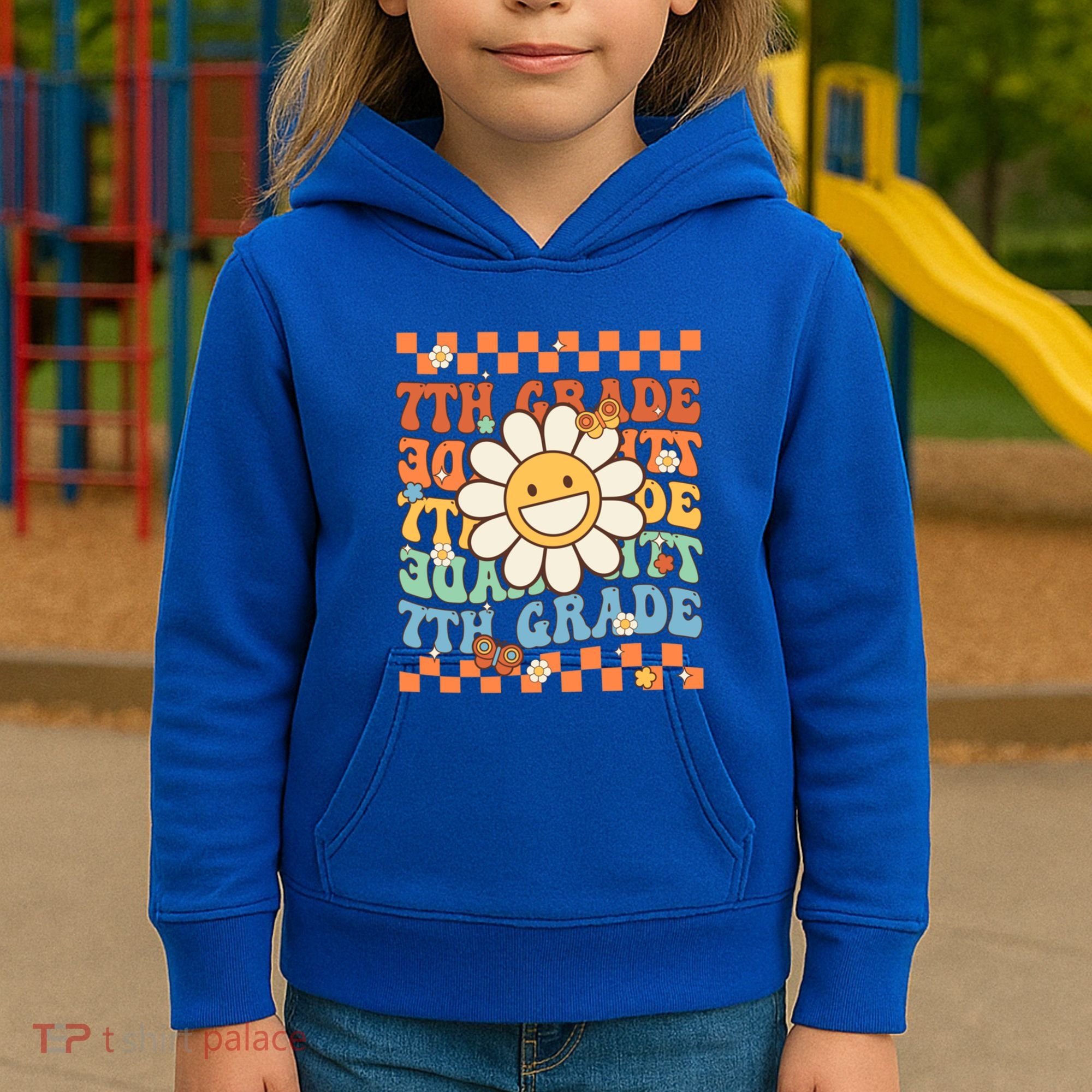 Retro Groovy 7Th Grade Back To School Happy First Day School Cool Gift Kids Hoodie