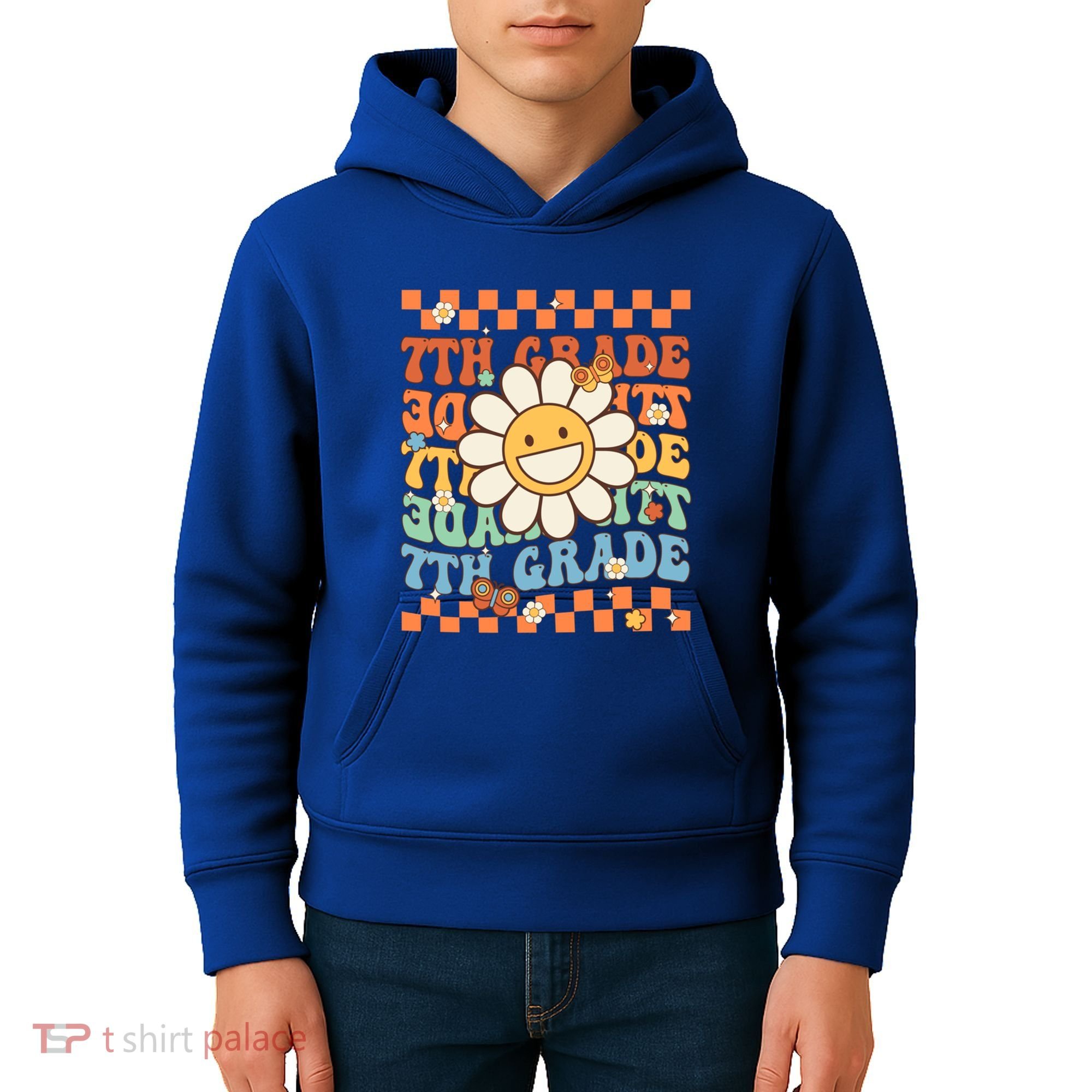 Retro Groovy 7Th Grade Back To School Happy First Day School Cool Gift Kids Hoodie