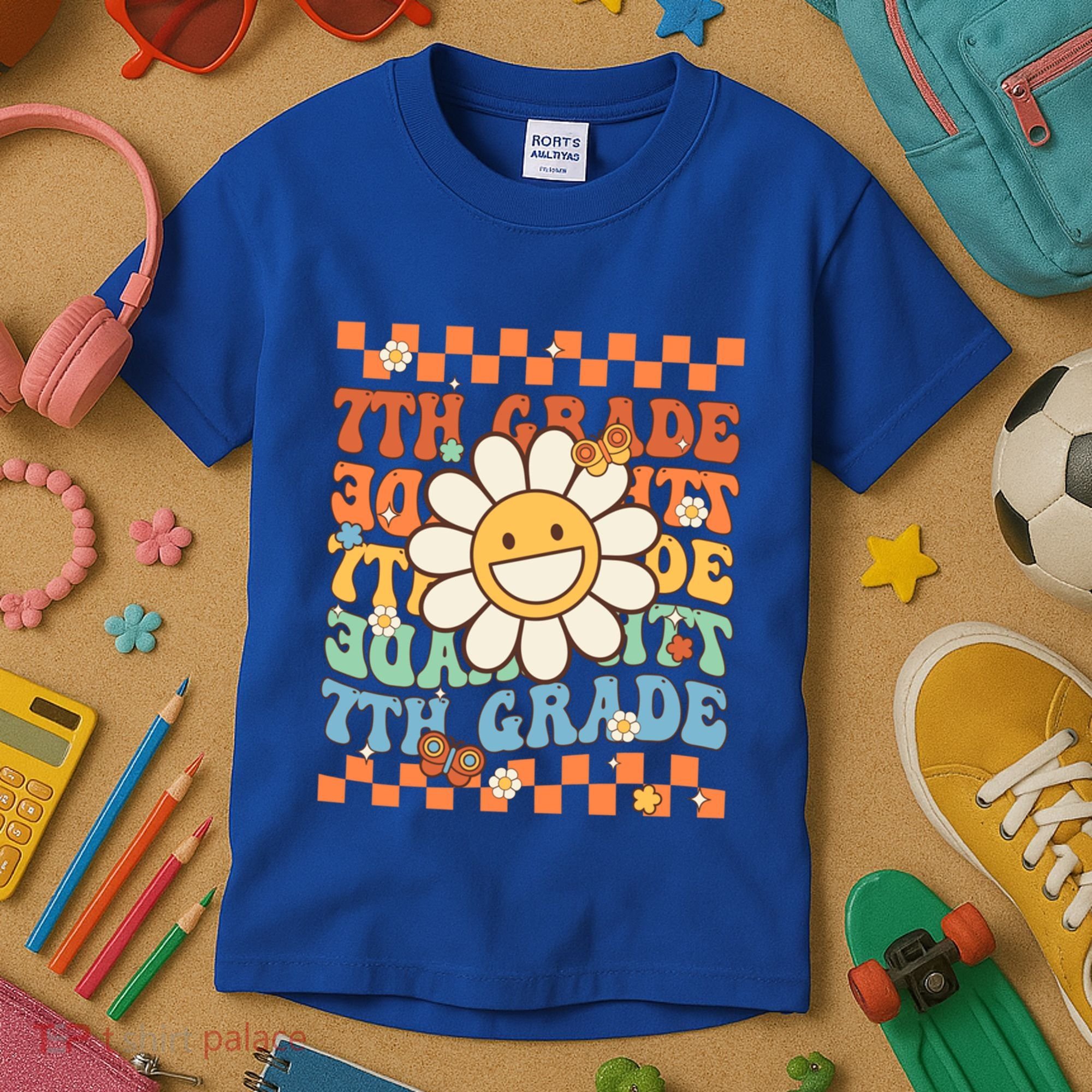 Retro Groovy 7Th Grade Back To School Happy First Day School Cool Gift Kids T-Shirt
